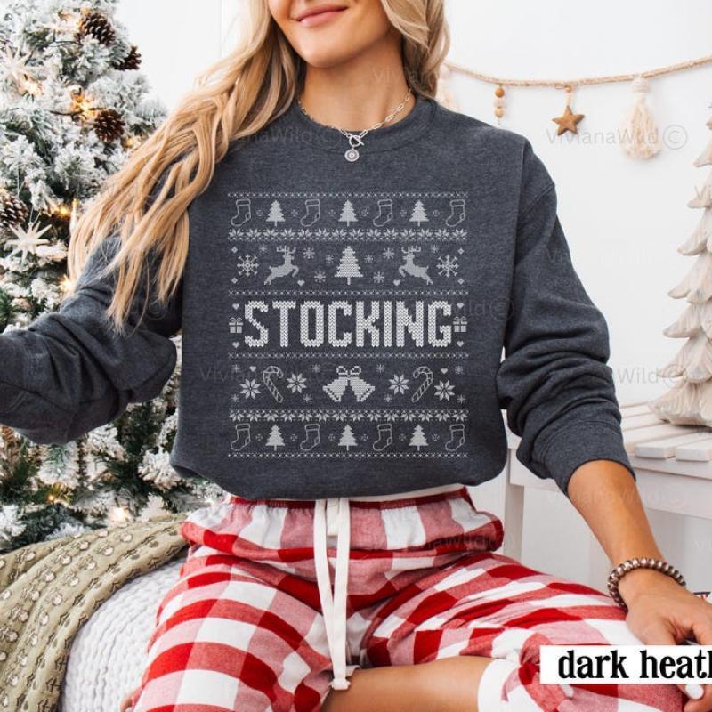 Couples Ugly Christmas I'm Her Stocking Stuffer Sweashirt, Funny Couple Matching Christmas Sweatshirt, Ugly Sweater Holiday Party Outfit Xmas