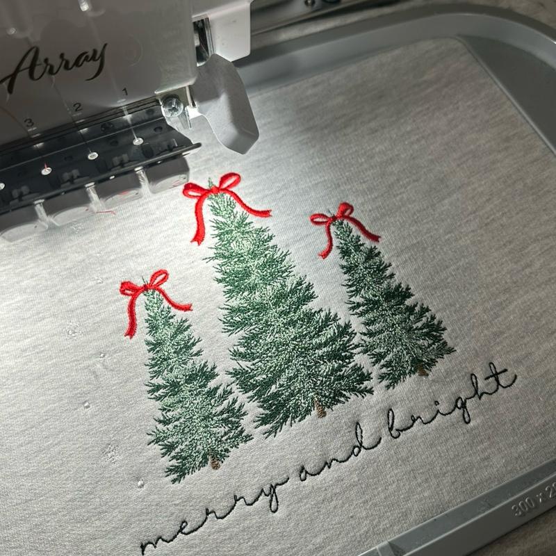 Merry & Bright Christmas Tree Embroidered Sweatshirt