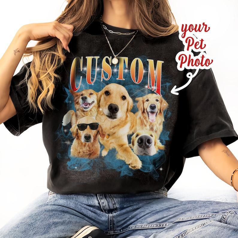 Custom Dog Vintage Washed Shirt, Custom Cat Graphic Unisex T-Shirt, Dog Personalize Bootleg Retro 90's Tee Gift For Her, Pet Owners Shirt R