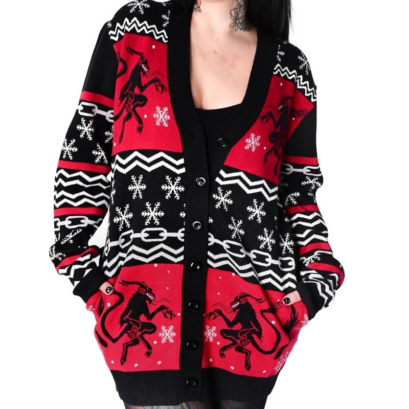 Krampus Holiday Ugly Christmas Cardigan Sweater