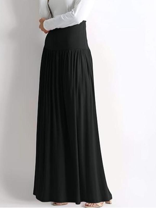 Women's Plain Ruched High Waist A Line Skirt, Elegant Fashion Casual Long Skirt for Daily Outdoor Wear, Ladies Bottoms for All Seasons