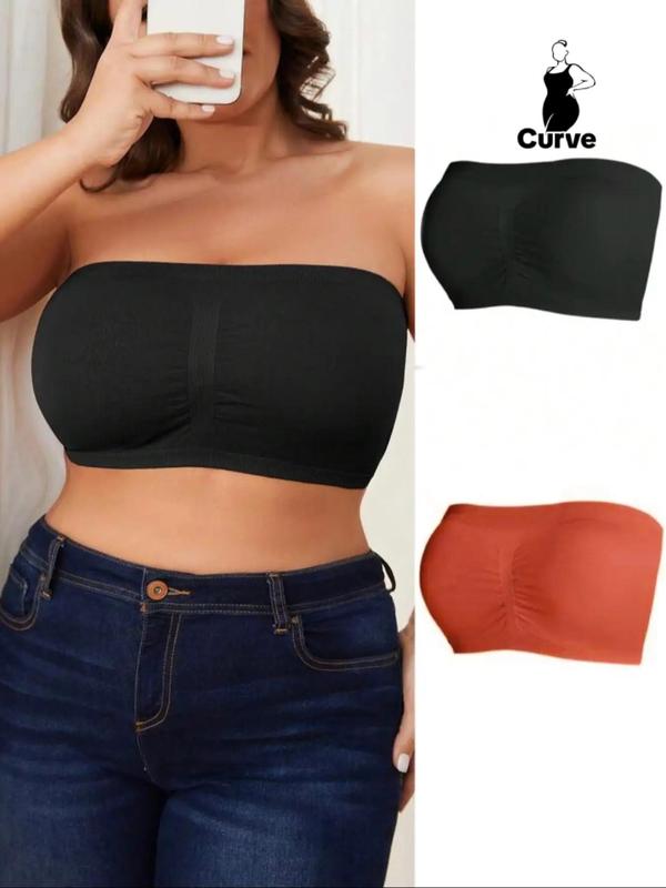 Two-piece High Stretch Soft Invisible Strapless Push Up Bra, Perfect with Strapless Wear, Soft Comfortable Bandeau Bra for Daily Wear, Strapless Bra for Women