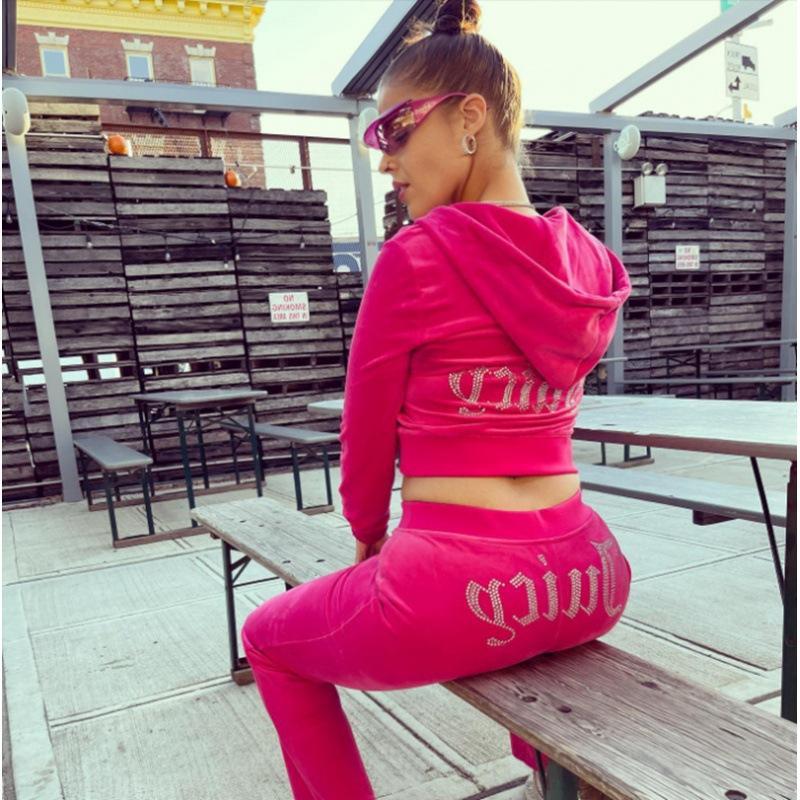 2024 fall and winter new fashion hot drill Korean velvet sports and leisure suit two-piece set Womenswear Clothing