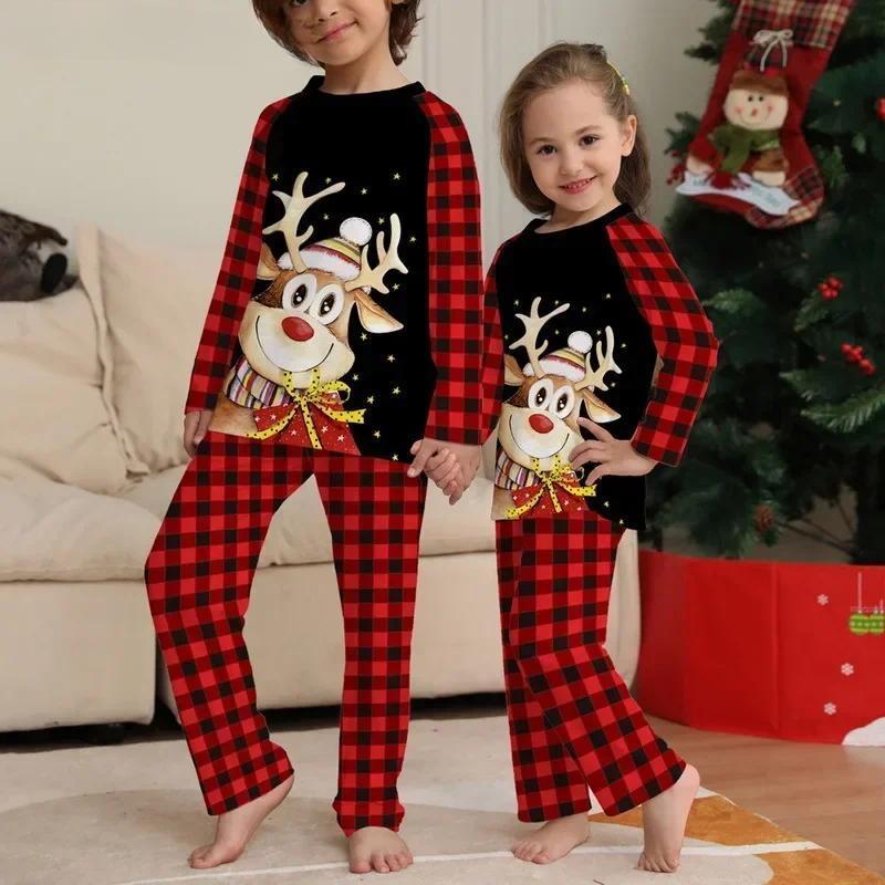 Xmas Family Matching Pajamas Set Cute Deer Adult Kid Baby Family Matching Outfits 2024 Christmas Family Pajamas