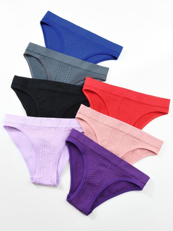 Women's Solid Color Seamless Panty, Breathable Comfortable Knicker for Daily Wear, Women's Underwear for All Seasons