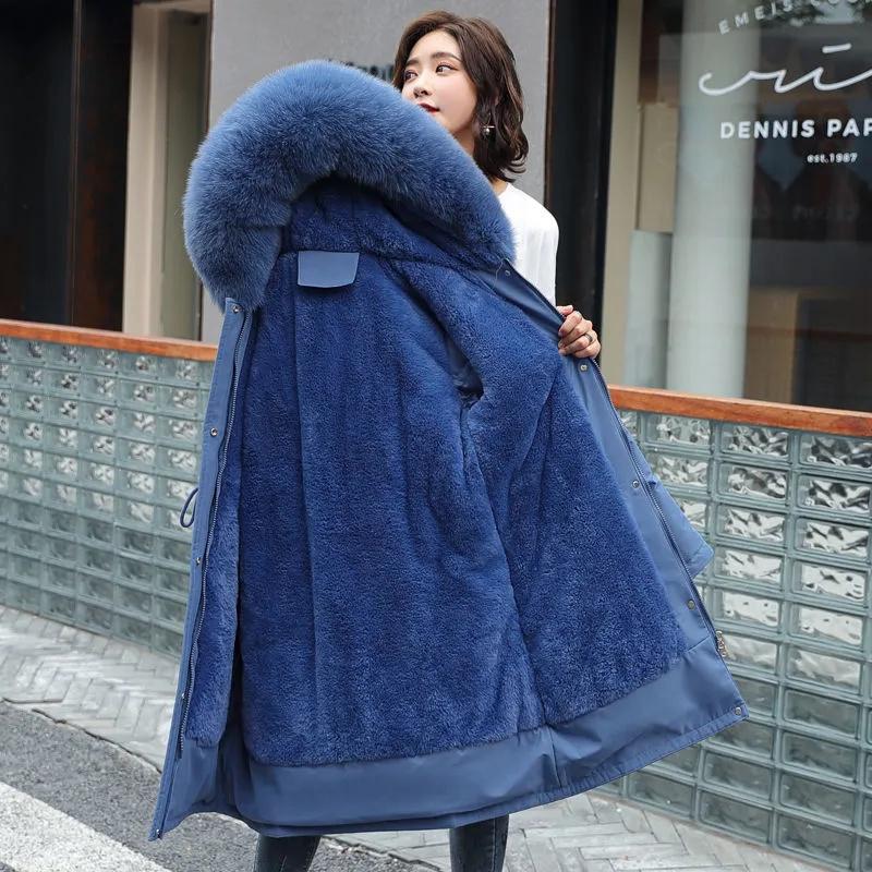 Winter Jacket 2024 New Women Parka Clothes Long Coat Wool Liner Hooded Jacket Fur Collar Thick Warm Snow Wear Padded Parka 6XL