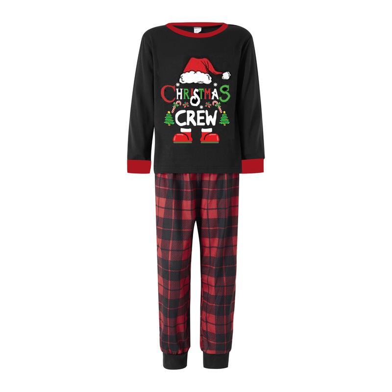 （Baby）Christmas Family Pajamas Matching Set Santa Claus Print Long Sleeve Tops and Plaid Pants Sleepwear Soft Nightwear