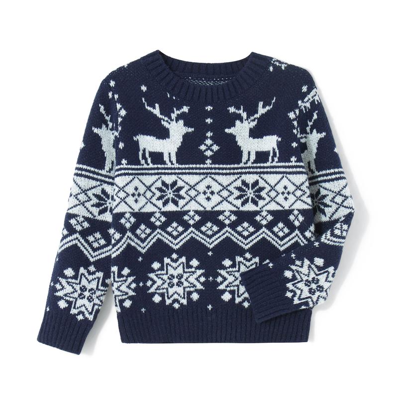 Matching Family Christmas Sweaters Long Sleeve Round Neck Snowflake Pullovers Knit Tops Womenswear Casual