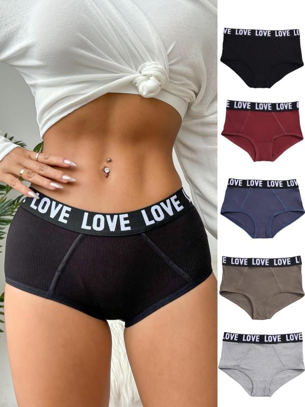 Women's Letter Tape Waist Knicker, Soft Comfy Breathable Panty for Daily Wear, Ladies Underwear for Summer