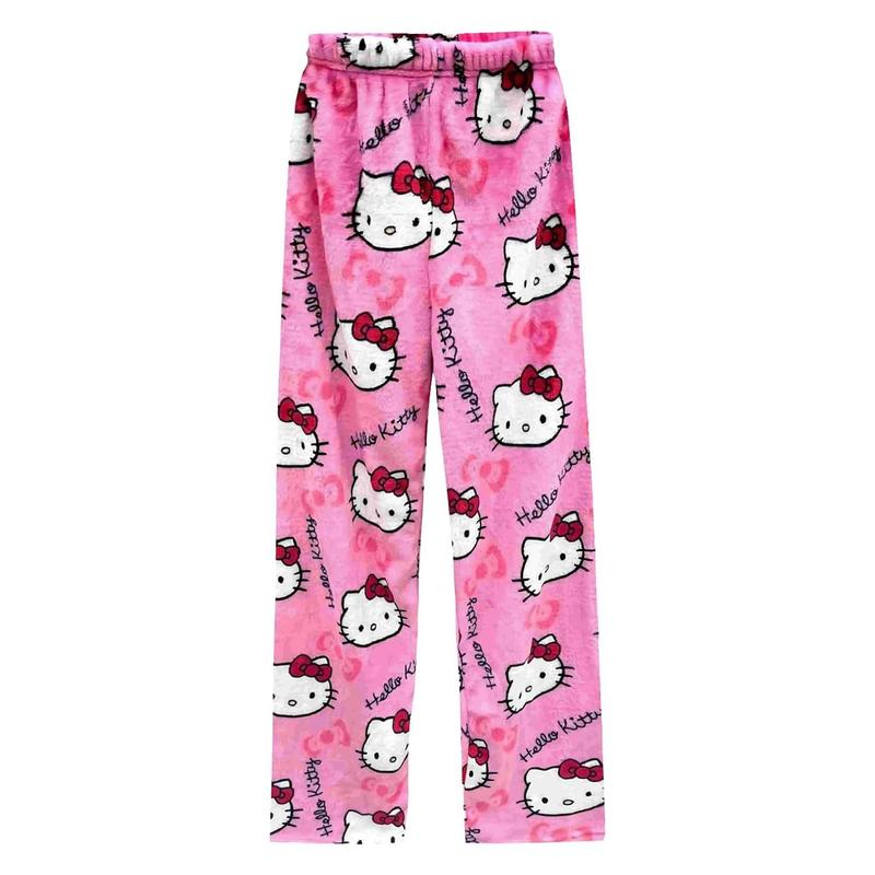 Anime Pajamas Pants Women's Girls Fashion Cartoon Cat All Character Print Flannel Lounge Sleep Bottoms Pajama Pants Christmas Comfy Sleep Bottoms