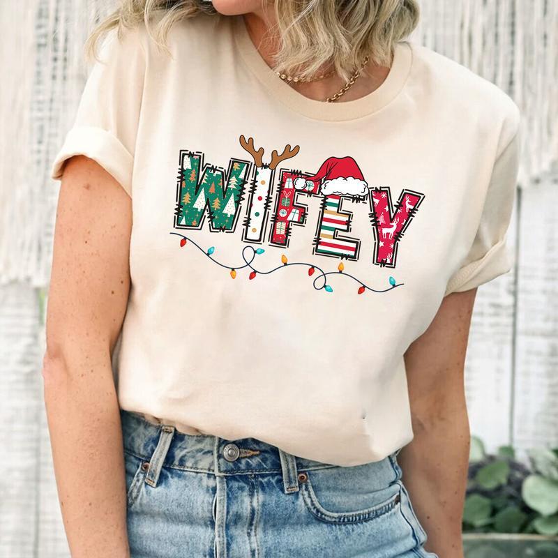 Christmas Wife and Husband T-shirt, Christmas Matching Tee, Wifey and Hubby, Family Matching, Christmas Couple, Merry Christmas, Happy Christmas, Holiday Shirt, Christmas Gift for Husband Wife,Christmas gift