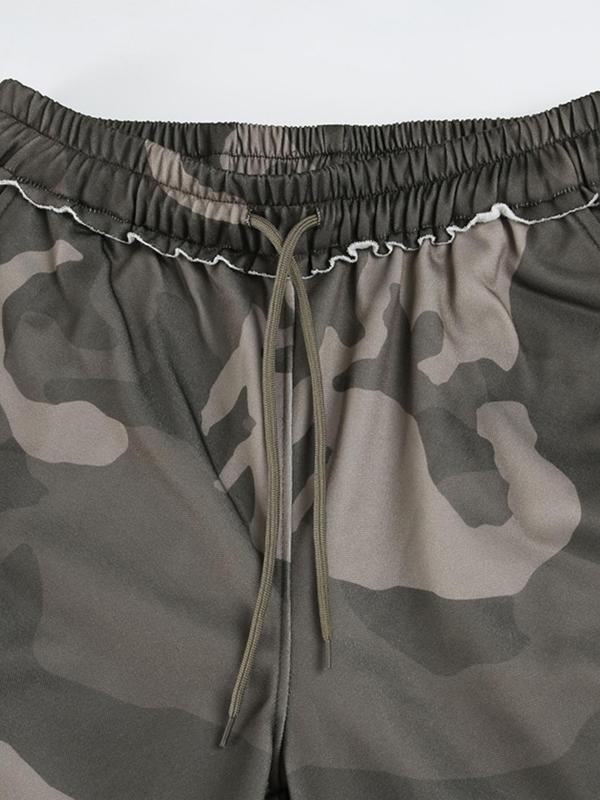 Women's Camo Print Drawstring Waist Jogger Pants, Casual Pocket Trousers for Daily Wear, Ladies Bottoms for All Seasons