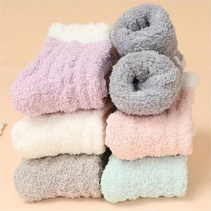 8 Pairs Fuzzy Floor Socks, Comfy & Warm Mid Tube Socks, Women's Stockings & Hosiery,Sports Socks