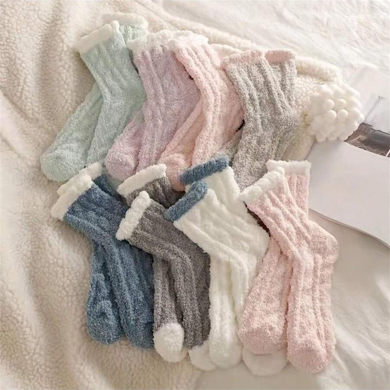 8 Pairs Fuzzy Floor Socks, Comfy & Warm Mid Tube Socks, Women's Stockings & Hosiery,Sports Socks