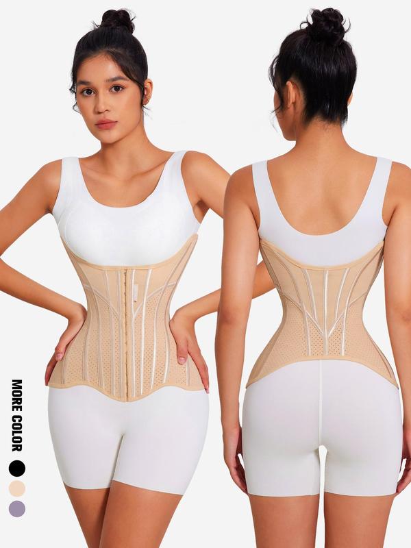 Women's Solid Color High Stretch Four-breasted Corset Belts, Comfy Breathable Tummy Control Shaper, Waist Cincher for Women