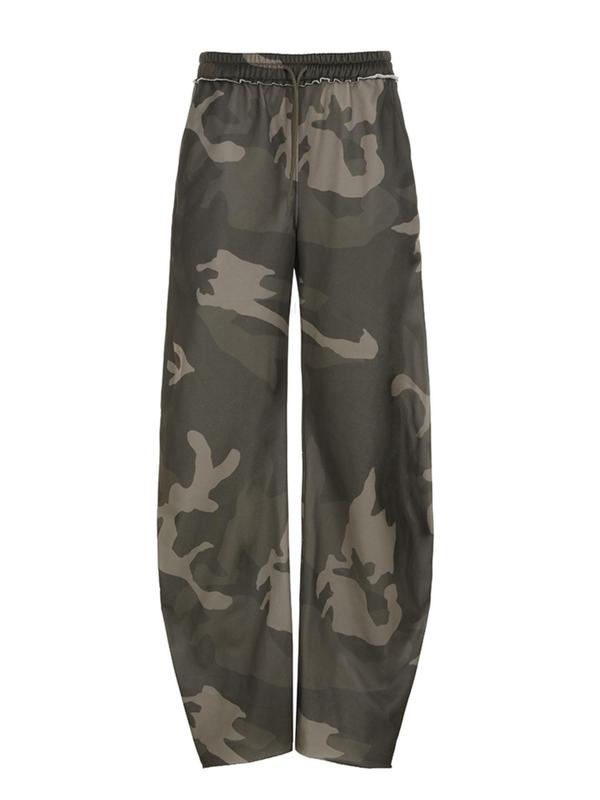 Women's Camo Print Drawstring Waist Jogger Pants, Casual Pocket Trousers for Daily Wear, Ladies Bottoms for All Seasons