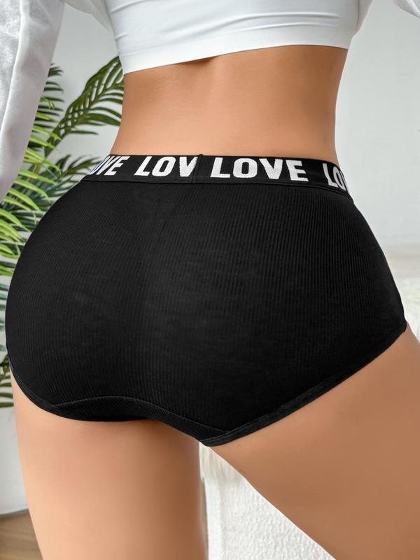 Women's Letter Tape Waist Knicker, Soft Comfy Breathable Panty for Daily Wear, Ladies Underwear for Summer