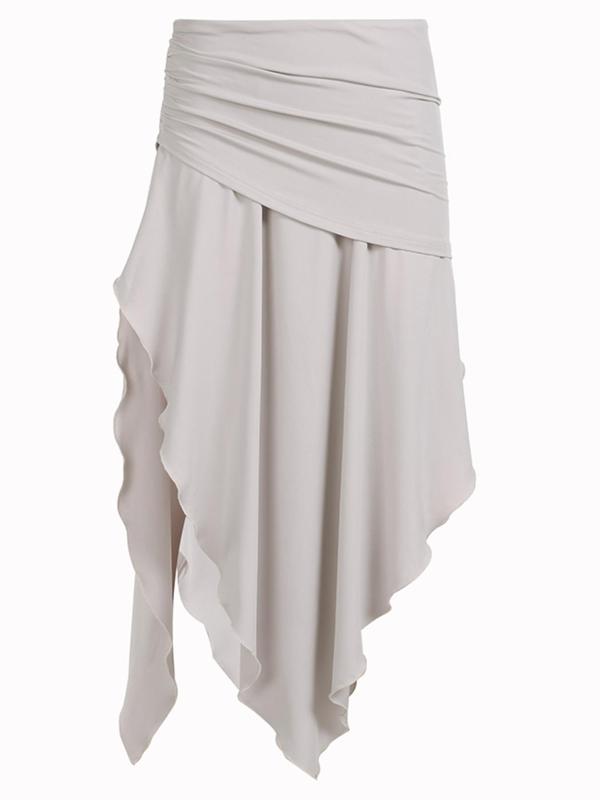 Women's Plain Ruched Asymmetrical Hem Skirt, Elegant Wrap Split Midi Skirt, Fashion Women's Summer Bottoms for Daily Wear