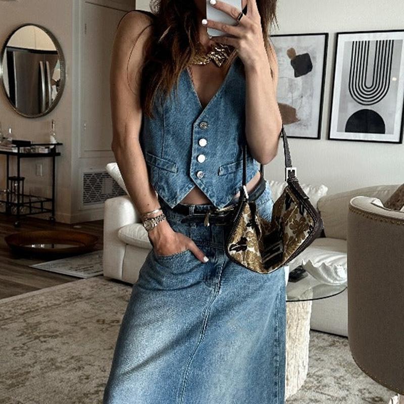 Women Denim Vests Casual Summer Button Front Sleeveless Tank Tops Aesthetic Clothes for Streetwear high quality