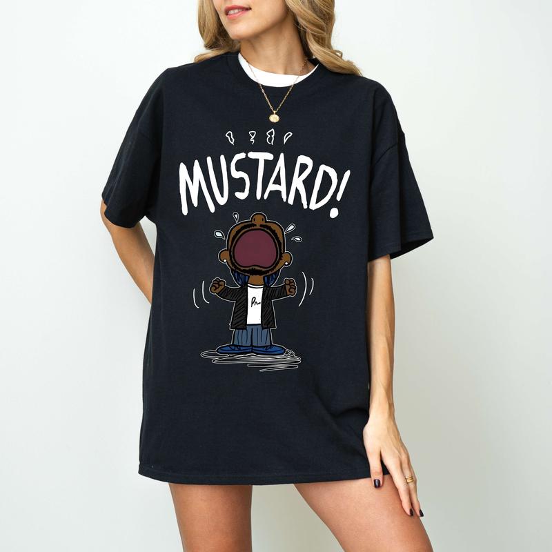 Kendrick Lamar Mustard Tshirt, Kdot Tee, Shirt for Fan, Womenswear Menswear Cotton Tops