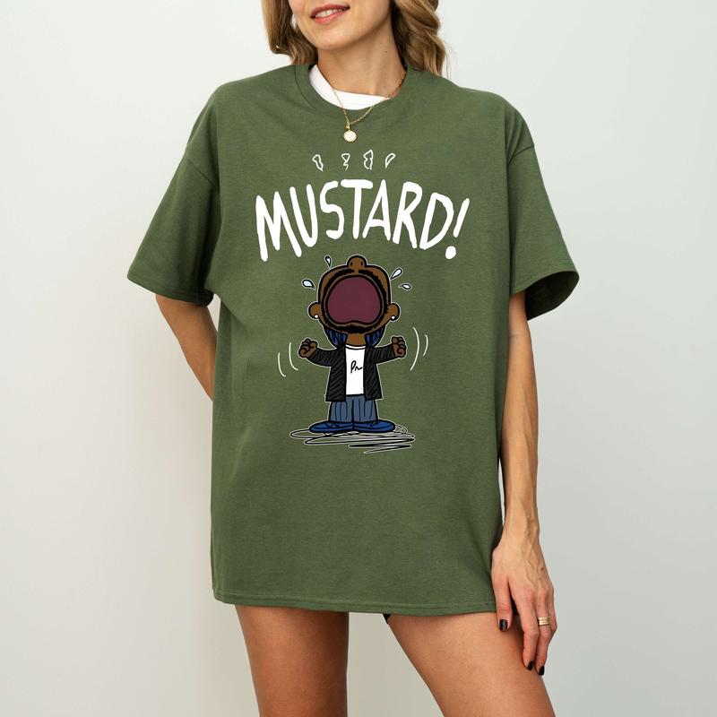 Kendrick Lamar Mustard Tshirt, Kdot Tee, Shirt for Fan, Womenswear Menswear Cotton Tops