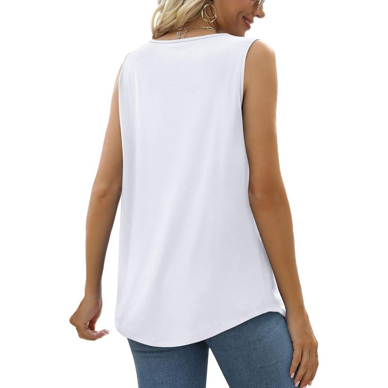 Womens Cute Tank Tops Loose Fit Causal Summer U Neck Sleeveless Soft Womenswear