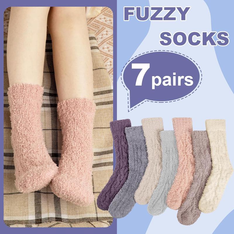 7 Pairs Womens Winter Fuzzy Socks Cozy Fluffy Socks Warm Fuzzy Christmas Socks for Women Gifts