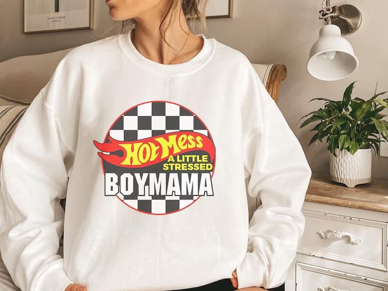 Hot Mess boy Mama Shirt, Mommy & Me Matching sweatshirt, Boy Mom Shirt, Hot Mess Never stress ,Boy Mom, Baby Boy, Funny Matching Outfits Sweatshirt, Hoodie, Comfort Colors