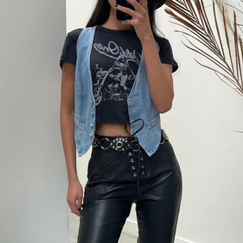 Women Denim Vests Casual Summer Button Front Sleeveless Tank Tops Aesthetic Clothes for Streetwear high quality