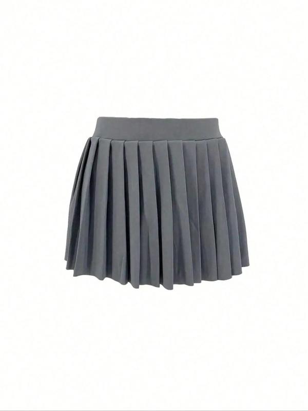 Women's Solid Color High Waist Pleated Skirt, Fashion Casual Zipper Short Skirt for Daily Outdoor Wear, Ladies Bottoms for Summer