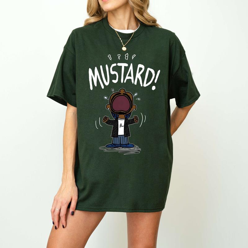 Kendrick Lamar Mustard Tshirt, Kdot Tee, Shirt for Fan, Womenswear Menswear Cotton Tops