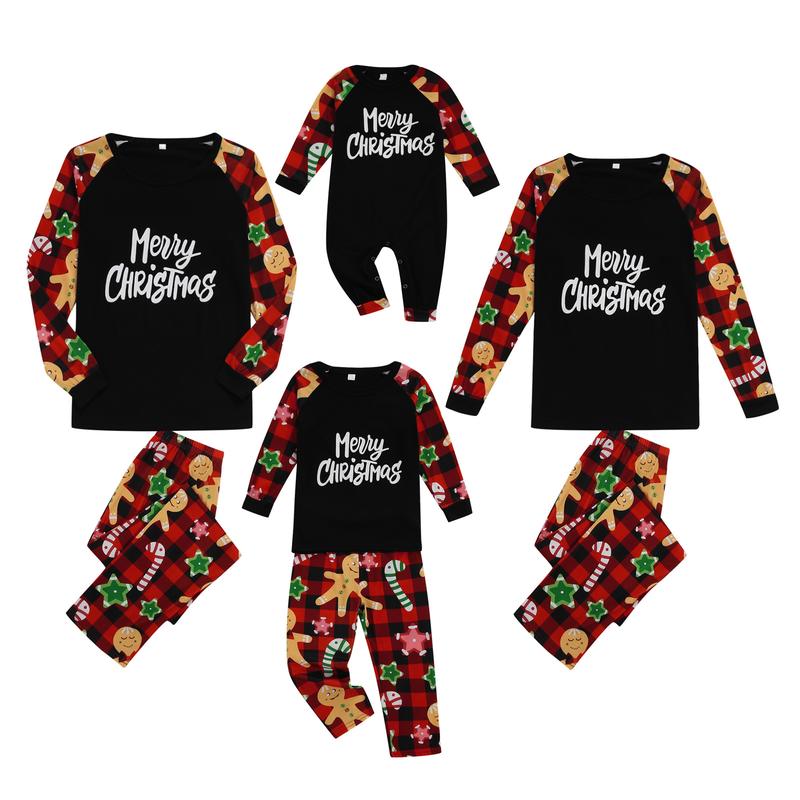 Family Matching Pajamas Set Merry Christmas Letter Print Dad Mom Kid Baby Xmas Sleepwear Pjs Jammies Set