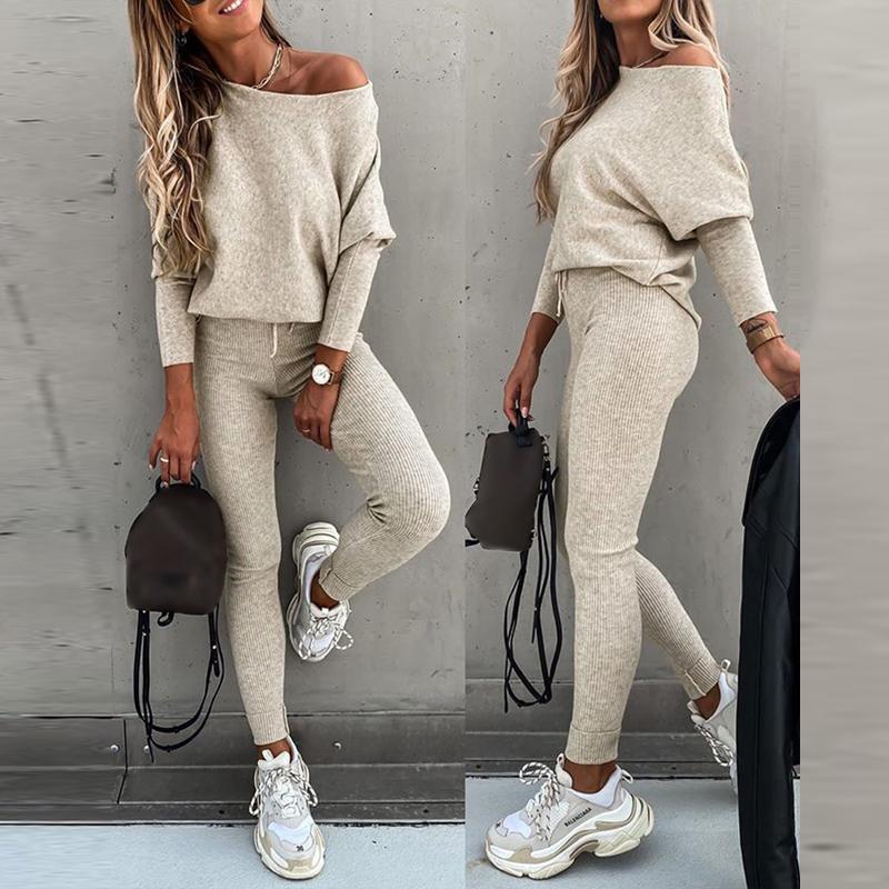 ChicMe Women's 2 Piece Lounge Outfit Long Sleeve Pullover Tops Drawstring High Waisted Pants Set Tracksuit Breathable Casual