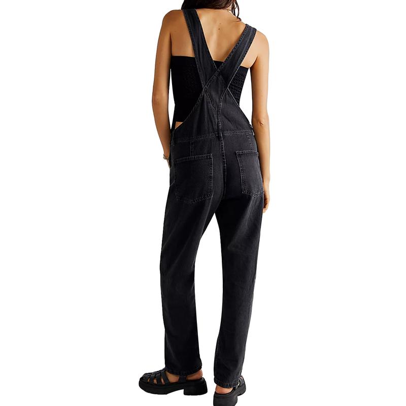 Vintage Denim Overalls for Women Spring Summer Loose Fit Classic Bib Casual Jean Stretchy Denim Overall Jumpsuits Leg Jean Pants