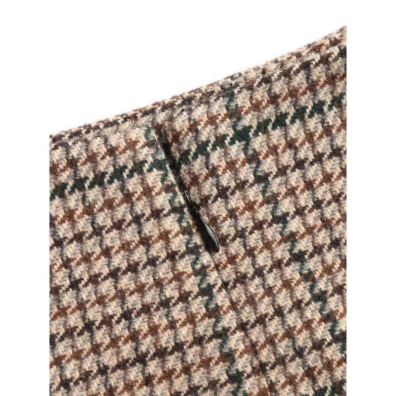 Cider [size 2-10] Tweed Mid Waist Check Mini Skirt