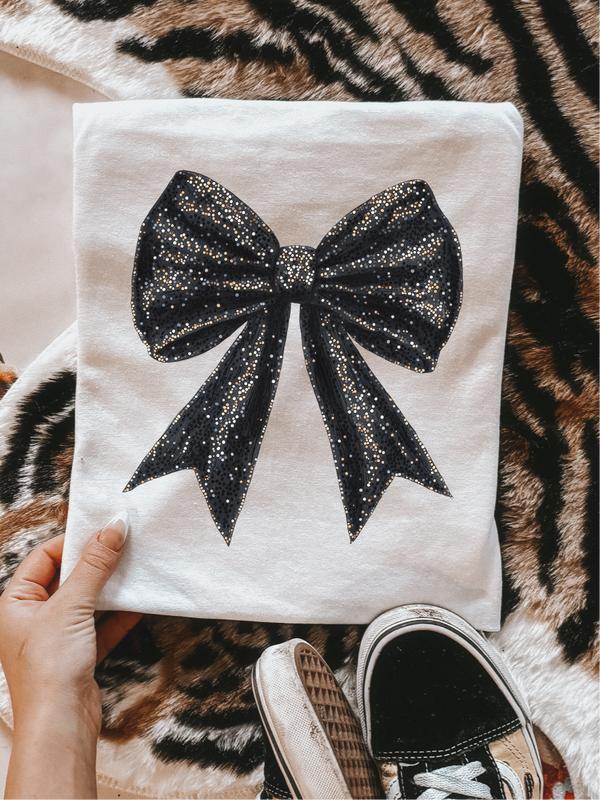 Black Bow ~ Unisex Apparel Relaxed Fit Printed in the USA Clothing Womenswear Casual and Comfortable