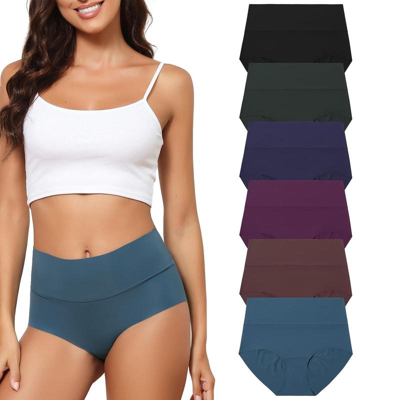 LEVAO High Waist Seamless Underwear Full Coverage Brief No Show Panties Sexy Comfortable Pantie Multi 6 Pack S-XXL Panty Womenswear