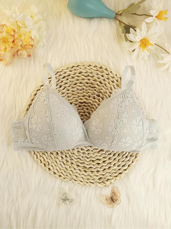 Women's Contrast Lace Wireless Bra, Soft Comfy Breathable Adjustable Strap Bra, Lingerie for Women, Ladies Lingerie for All Seasons