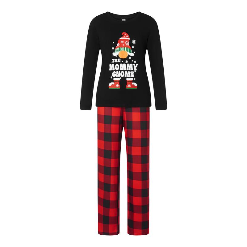 Calsunbaby Christmas Family Matching Pajamas Sets Christmas PJ's Letter Print Top and Plaid Pants Jammies Sleepwear