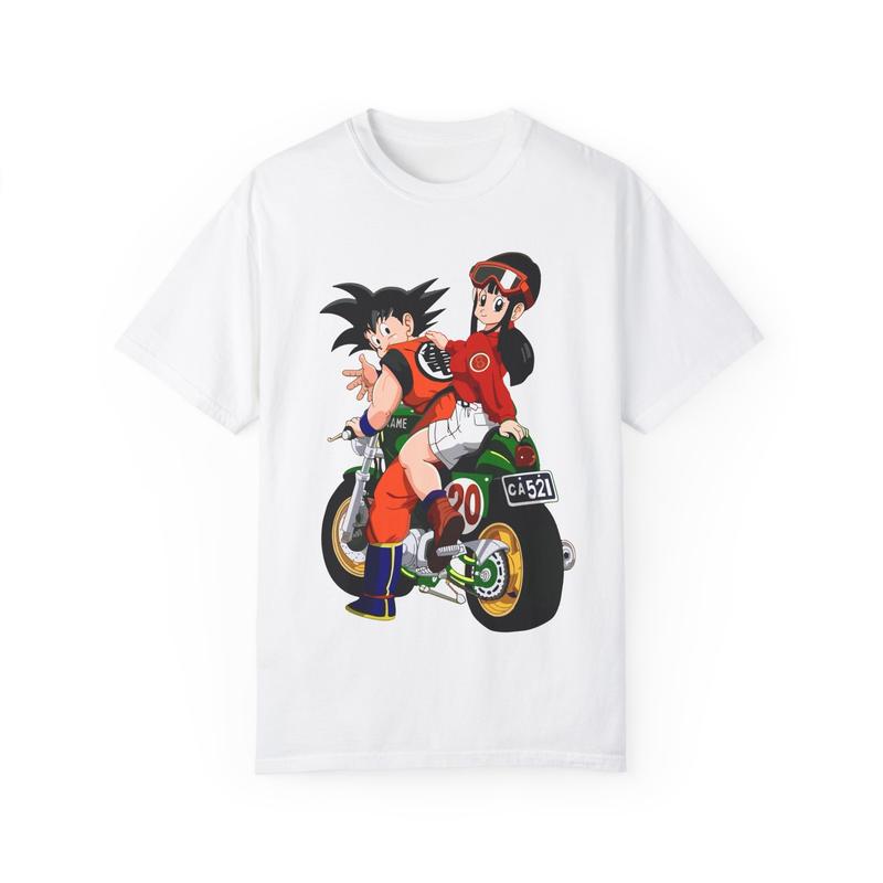 Goku and Chi-Chi Motorcycle Graphic T-Shirt, Dragon Ball Couple Tee, Adventure Anime Shirt, Vintage Graphic Tee