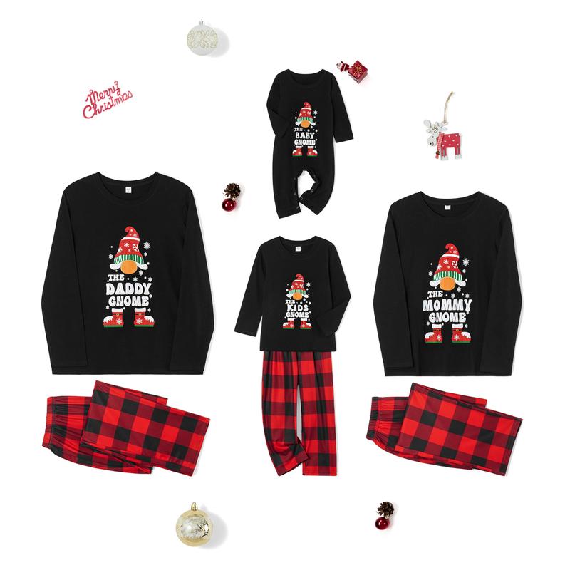 Calsunbaby Christmas Family Matching Pajamas Sets Christmas PJ's Letter Print Top and Plaid Pants Jammies Sleepwear