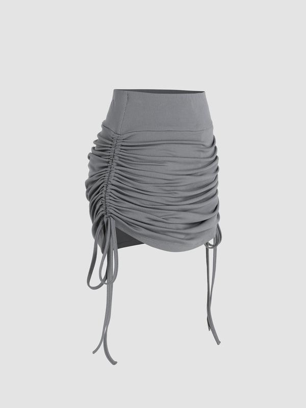 [5 colors, US size 0-10] Ruched Drawstring Mini Skort