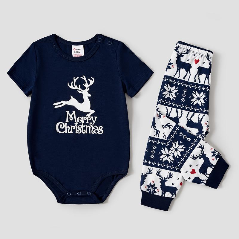 PatPat Christmas Reindeer Print Glow in the Dark Family Matching Pajamas Sets