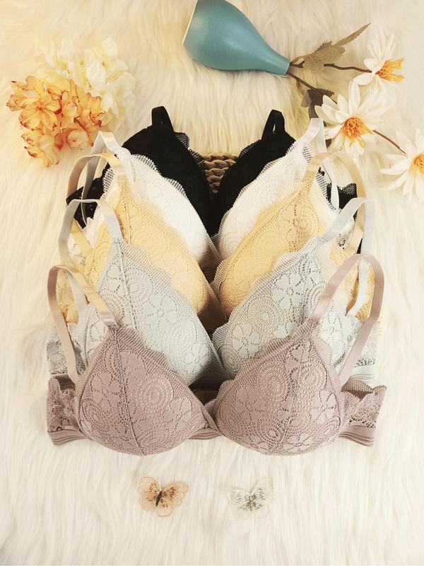 Women's Contrast Lace Wireless Bra, Soft Comfy Breathable Adjustable Strap Bra, Lingerie for Women, Ladies Lingerie for All Seasons