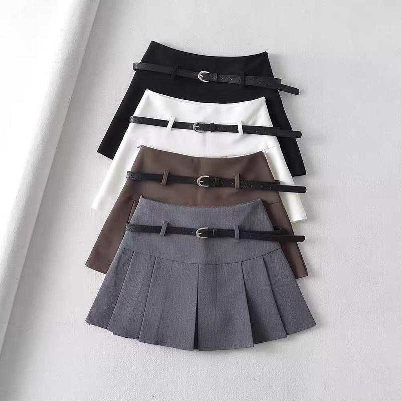 Fashion Graceful Gray Pleated Skirt Skirt Women's New Small High Waist Slimming A- line Skirt High-End Fashion Womenswear Bottom