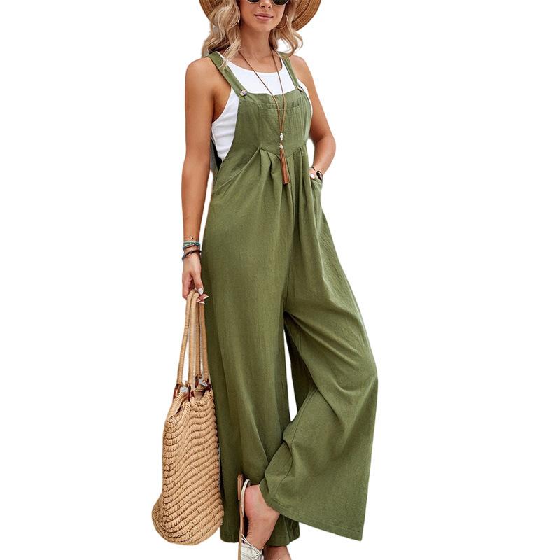 Women's Clothes Hot-Selling Solid Color Casual Suspender Trousers