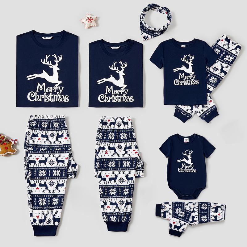 PatPat Christmas Reindeer Print Glow in the Dark Family Matching Pajamas Sets