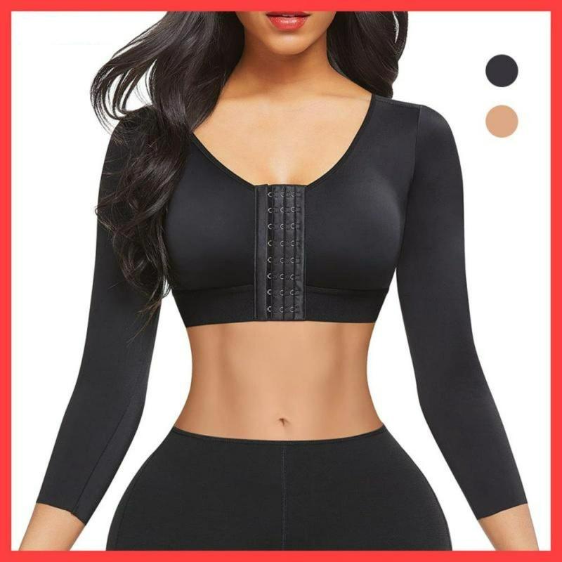 S-5XL Size Women Upper Arm Shaper Tops Compression Sleeves Post Surgery Corrector Front Closure Bra Tank Top Shapewear