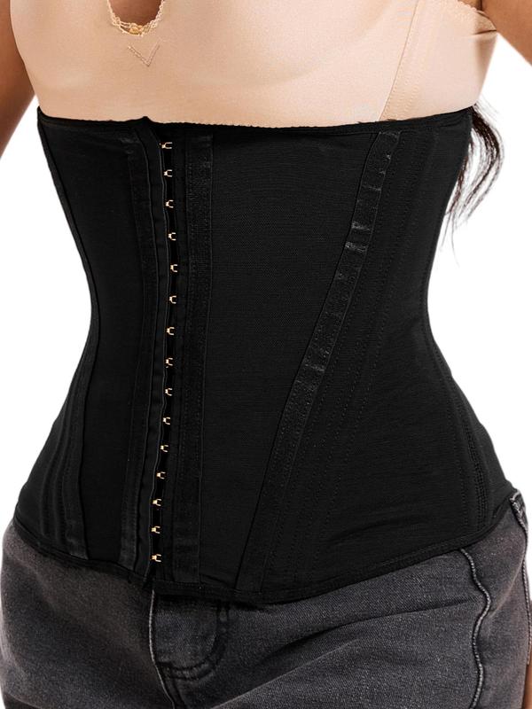 Women's Solid Color Steel Boned Waist Cincher, Hook & Eye Closure Tummy Control Shaper, Waist Trainer, Shaper for Women