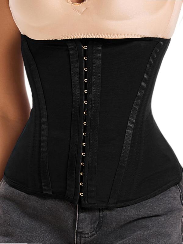 Women's Solid Color Steel Boned Waist Cincher, Hook & Eye Closure Tummy Control Shaper, Waist Trainer, Shaper for Women